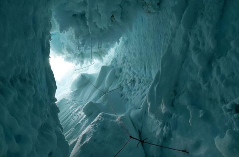 An icy crevasse near Wolf’s Fang