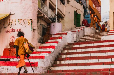 A street stairway in Varanasi