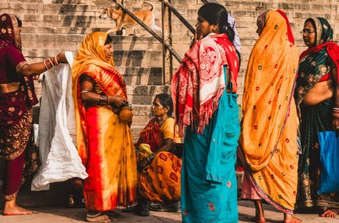 Women wearing saris in Varanasi