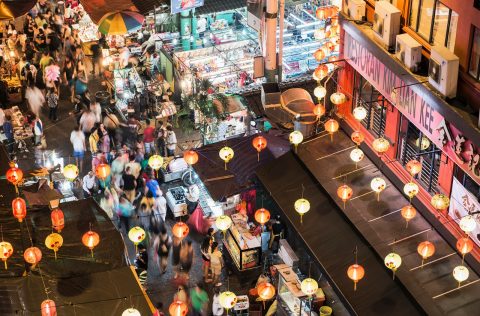 Hawker market stalls in Kuala Lumpur, Malaysia