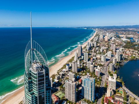 Gold Coast skyline and beach strip