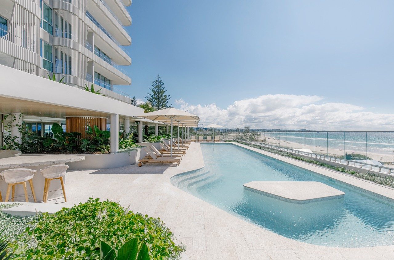 The swimming pool at Kirra Point Holiday Apartments in the Gold Coast