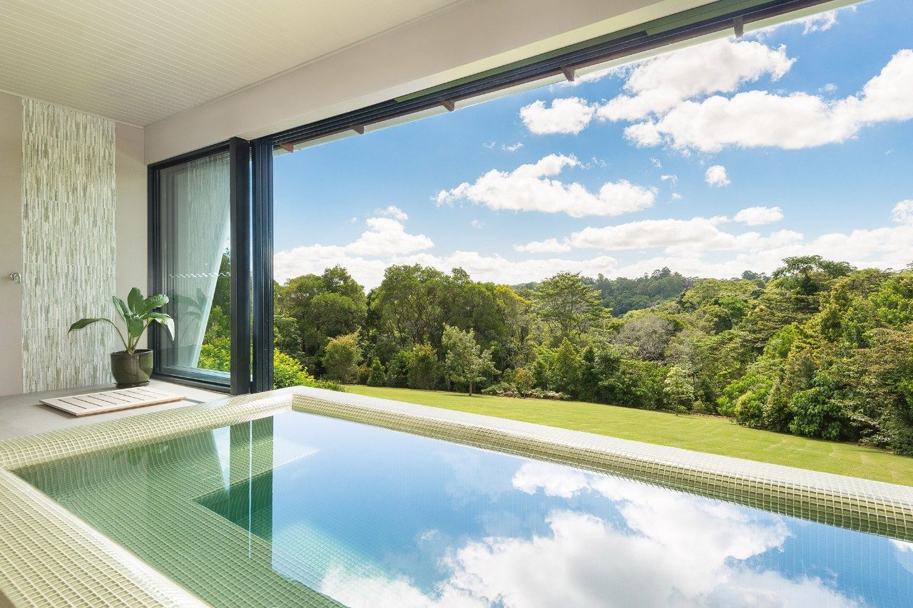 The infinity pool at Spicers Tamarind Retreat’s spa, QLD