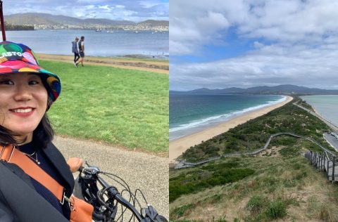 Sue Park cycling in Hobart