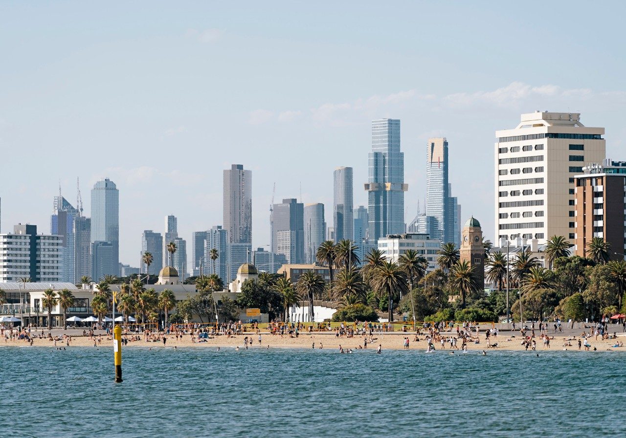 St Kilda beach skyline, Melbourne, Victoria