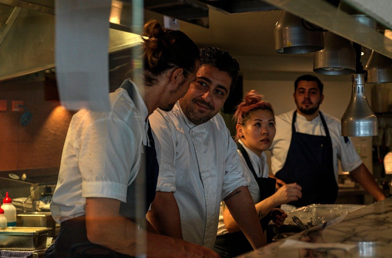 Chef and owner Orazio D’Elia (second from left) at Da Orazio, Bondi Beach