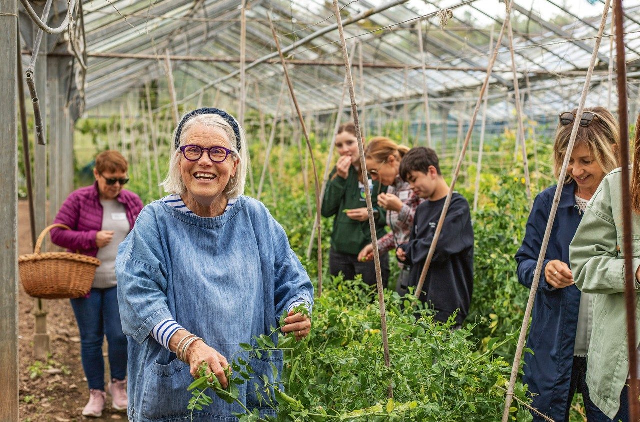 Ballymaloe Cooking School co-founder Darina Allen (front) in one of the school’s glasshouses