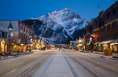 Banff Avenue in Winter