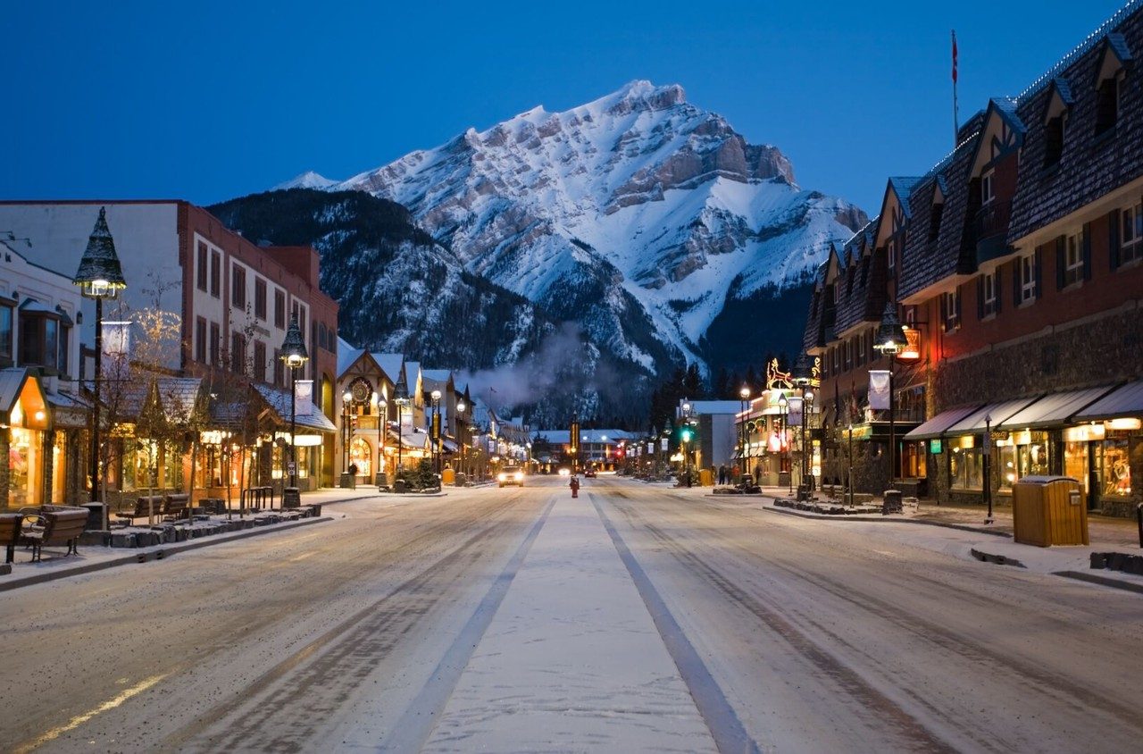 Banff Avenue in Winter