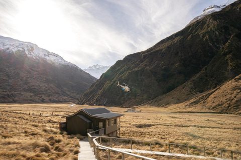 Exterior of Minaret Station luxury lodge in Wanaka, New Zealand