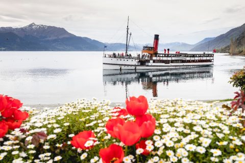 TSS Earnslaw crossing Queenstown's Lake Wakatipu