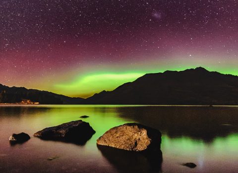 Southern Lights over Queenstown, New Zealand