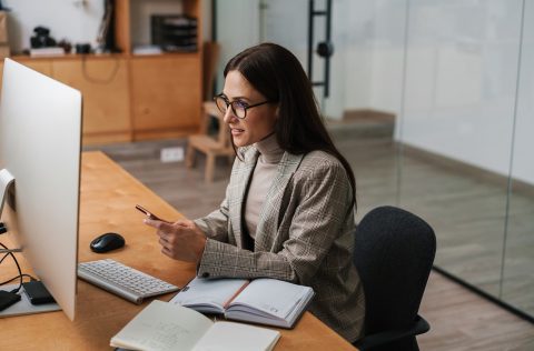 Office worker working at a computer