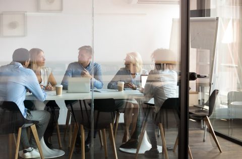 People in an office meeting room