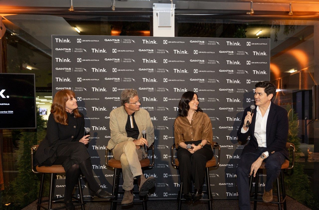 Kirsten Galliott, Ben Crowe, Jennifer Child and Craig Cowdrey speaking at Qantas Magazine's Think event