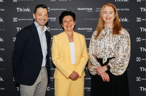 Jono Nicholas, a panelist at the Qantas Think. 2024 event, with Kirsten Galliott, Renae Lattey and Georgie Harman