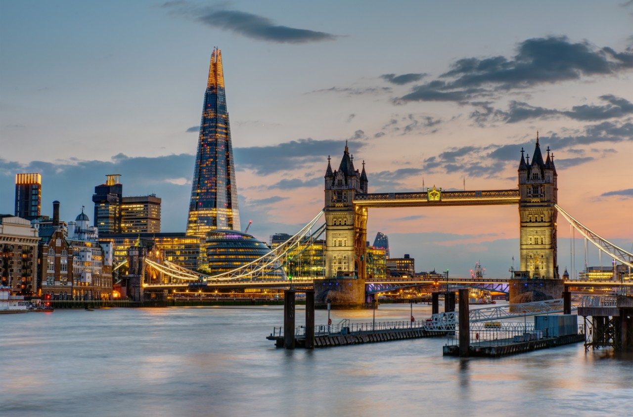 Tower Bridge at night in London