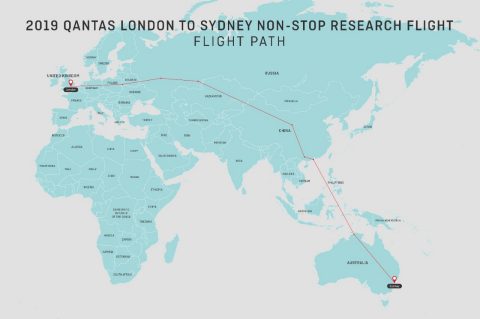 Project Sunrise research flight path London Sydney