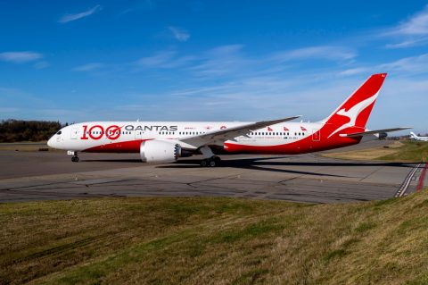 Qantas 100 plane